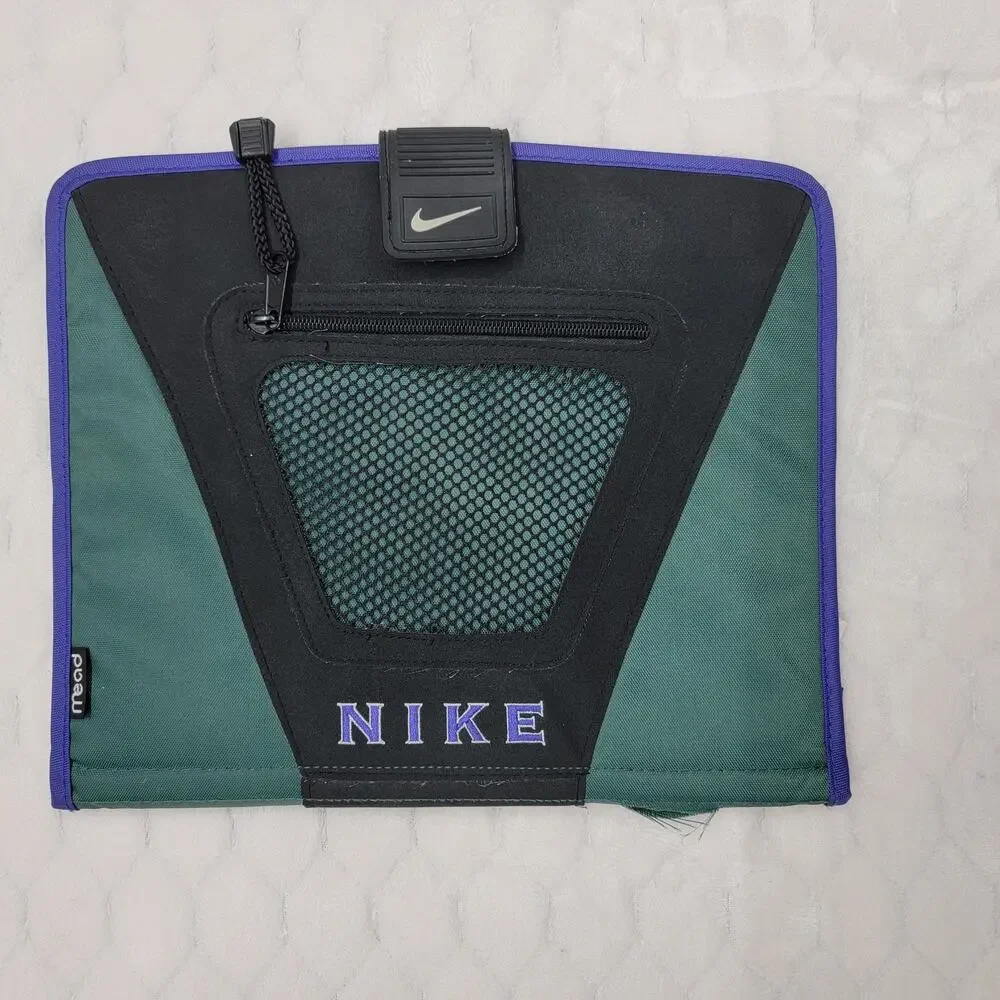 Vintage 1996 Nike Mead Tri-Fold Organizer Binder Cover Green Purple Black 90s